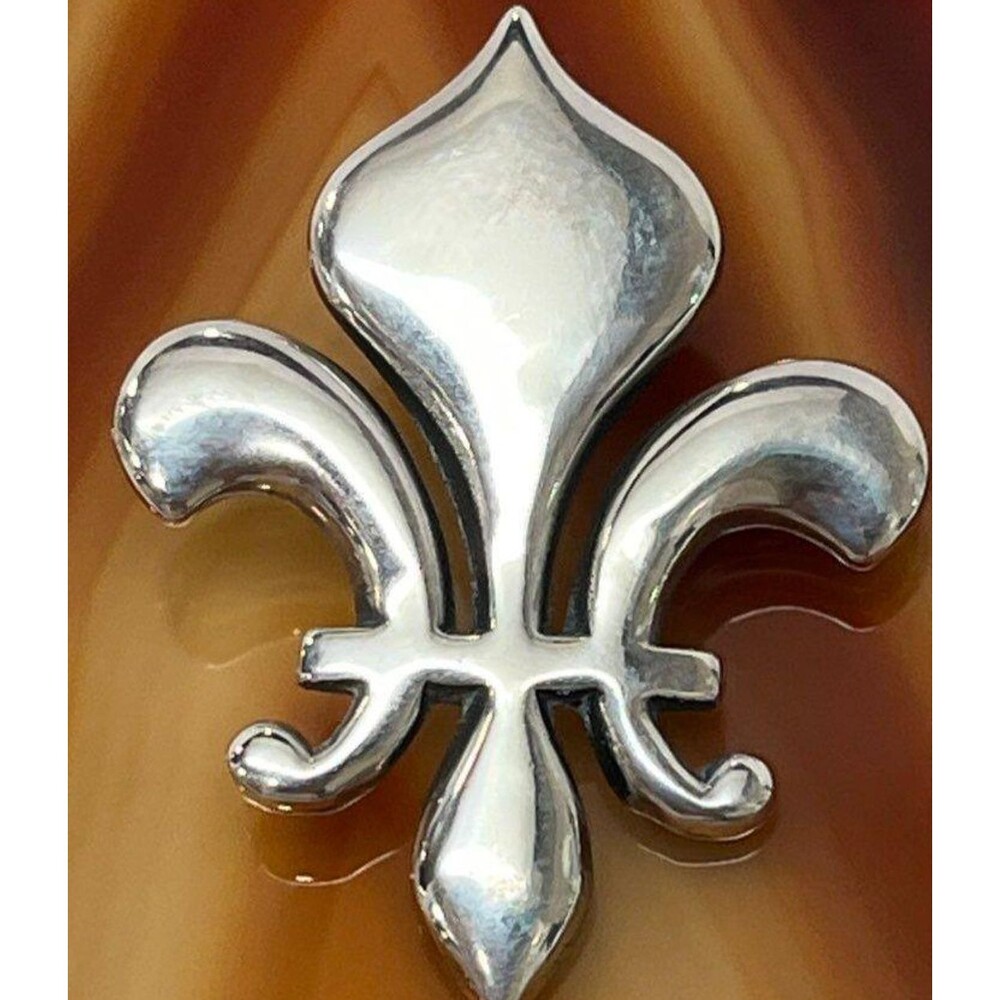 Retired JAMES AVERY 925 Fleur De Lis Pendant Leather Cord Choker Necklace 13.6g